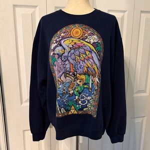 2015 Nintendo Zelda stain glass window art style sweatshirt Sz L